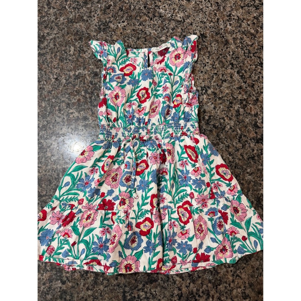 Vineyard Vines Girls 4T Floral Flutter Sleeve Smocked Tiered Cotton Dress Pink